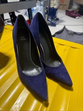 Stuart Weitzman Deep Blue Suede Pointed-Toe Pumps
